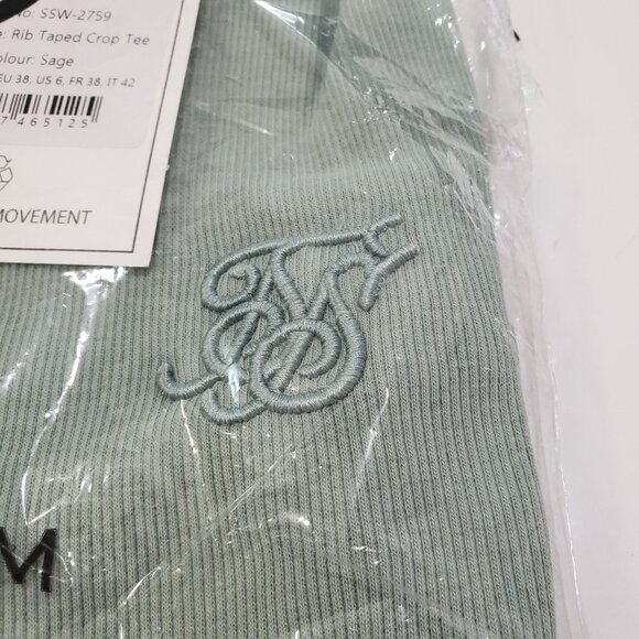 NWT SikSilk Rib Tape Crop Tee - Sage  Size Small‎ - Picture 6 of 9